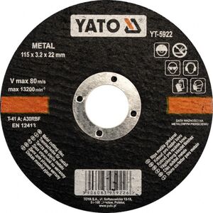 Yato Tarcza do cięcia metalu 125x1,2x22mm (YT-5923) 3039187 5906083959233