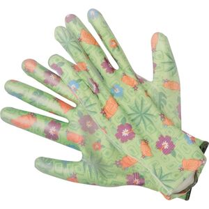 Flo Rękawice ogrodnicze gumowane w kwiatki 10" zielone 74135 3049403 5906083741357
