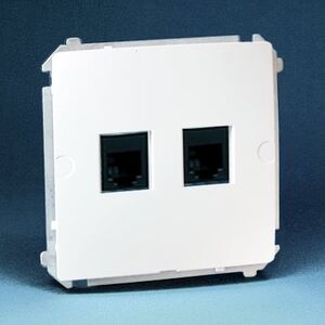 Kontakt-Simon Gniazdo komputerowe podwójne BASIC MODUŁ 2xRJ45 kat.6 z przesłoną białe - BM62.01/11 3107851 5902787555504
