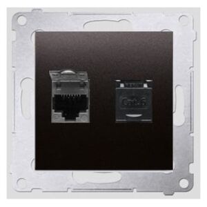Kontakt-Simon Gniazdo komputerowe SIMON54 podwójne 2xRJ45 kat.6 z przesłoną antracyt - D62.01/48 3107863 5902787824716