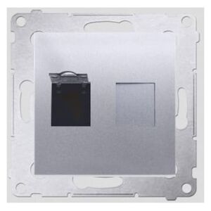 Kontakt-Simon Gniazdo komputerowe SIMON54 pojedyncze RJ45 kat.6 z przesłoną srebrne - D61.01/43 3107855 5902787824594