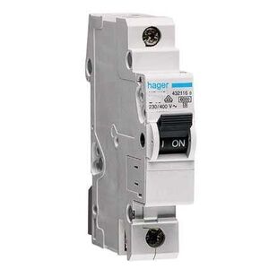 Hager Wyłącznik nadprądowy 1P B 16A 6kA AC (MBN116E) 3110766 3250614327032