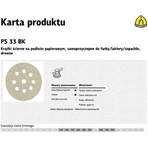 Klingspor Krążek przyczepny 225MM PS33CK GLS38 Granulacja 60 (S833CK60) 3140189 5907560174897
