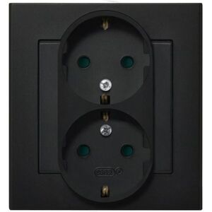 Ospel Gniazdo Sonata podwójne schuko z przesłonami czarny metalik (GP-2RSP/33) 3313740 5907577446826