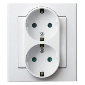 Ospel Gniazdo podwójne Sonata z ramką schuko 16A IP20 z przesłonami białe (GP-2RSP/00) 3320191 5907577445249