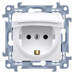 Kontakt-Simon Gniazdo pojedyncze Simon 10 hermetyczne IP44 uziemienie schuko klapka biały (CGSZ1BZ.01/11) 3327128 5902787842635