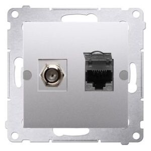 Kontakt-Simon Gniazdo antenowe i komputerowe Simon 54 typu F i RJ45 kat. 6 srebrny mat (DASFRJ45.01/43) 3332159 5902787844776