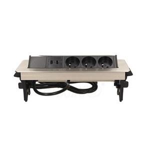 Orno Gniazdo wpuszczane w blat 3x250V w niklowanej obudowie z ładowarką 2xUSB i przewodem 1,8m 3341896 5901752487741