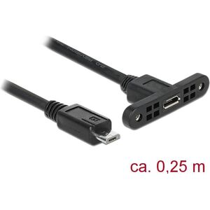 Delock microUSB - microUSB, 0.25m, Czarny (85245) 1513067 4043619852451