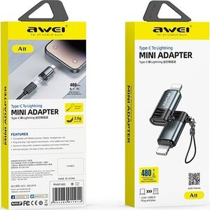 Adapter USB Awei AWEI Adapter A11 USB-C/Lightning szary    /grey
