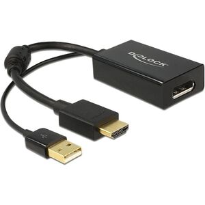 Προσαρμογέας AV Delock HDMI - DisplayPort + USB-A μαύρο (62667) 826814 4043619626670