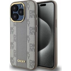 DKNY DKNY DKHMP15LPCPVSLE iPhone 15 Pro 6.1" beżowy/beige hardcase Leather Checkered Mono Pattern MagSafe