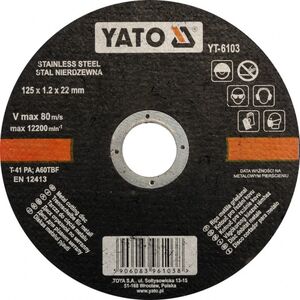 Yato Tarcza do cięcia stali nierdzewnej 125x1,2x22mm (YT-6103) 3039311 5906083961038