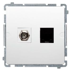 Kontakt-Simon Gniazdo antenowe Simon Basic typu F + komputerowe RJ45 kat.6 białe (BMAFRJ45.01/11) 3370081 5902787845940