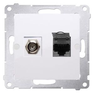 Kontakt-Simon Simon 54 Gniazdo antenowe i komputerowe typu F + RJ45 kat.6 białe (DASFRJ45.01/11) 3370091 5902787844752