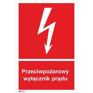 ANRO Tabliczka Przeciwpożarowy wyłącznik prądu 150 x 205mm (31P/F1/FS) 3383310 5901986723202