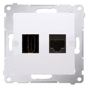 Kontakt-Simon Simon 54 Gniazdo HDMI + komputerowe RJ45 kat.6 białe (DGHRJ45.01/11) 3396123 5902787844813