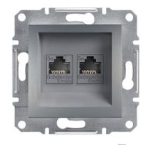 Schneider Electric Gniazdo komputerowe Asfora 2 x RJ45 kat. 5e UTP bez ramki stal (EPH4400162) 3400532 3606480730634