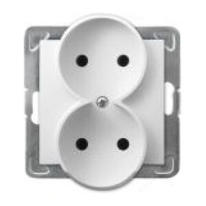 Ospel Impresja moduł biały gniazdo 2X B/U ZACISKI ŚRUBOWE 16A 250V (GP-2YR/M/00) 4010667 5907577437169