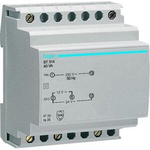 Hager Transformator bezpieczeństwa modułowy 230/12-24V AC 1,04-2,08A 25VA IP20 (ST312) 4202607 3250615703125