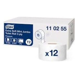 Tork Papier toaletowy Mini Jumbo Premium biały extra miękki 120m 12 szt. 4693819 7322540312027
