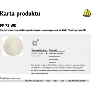 Klingspor KLINGSPOR KRĄŻEK ŚCIERNY SAMOPRZYCZEPNY 125mm FP73WK gr.150 /100szt. K321541 4915306 4014855202225