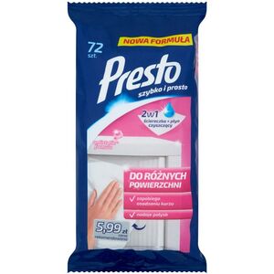Presto Ściereczki nawilżane do czyszczenia różnych powierzchni 72 szt. (5100244) 5037036 5900095011477