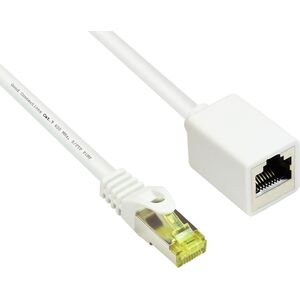 Good Connections RJ45 Patch cable extension withCat.7 RohCable and latch protection (RNS), S/FTP, PiMF, halogen free, 600MHz, OFC, white, 0,5m, Good Connections (8070VR- 005W) 5275438 4014619507566