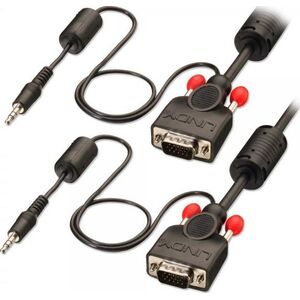 Kabel Lindy D-Sub (VGA) - D-Sub (VGA) + Jack 3.5mm 10m czarny (37303) 5735837 4002888373036