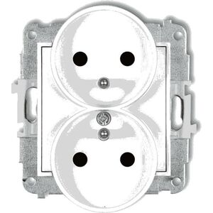 Karlik MINI Gniazdo podwójne z/u z przesłonami białe MGPR-2zp 6009893 5903268584389