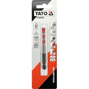 Wiertło Yato `Wiertło uniwersalne 6,0x85 mm.uchwyt 1/4"Hex (beton,ceramika,stal,alum.,PCV,drewno) 6225593 5906083038327