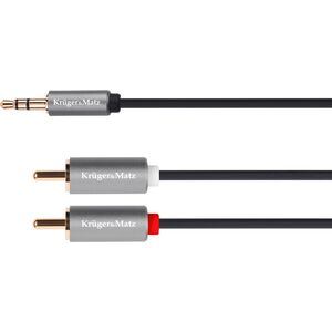 Kabel Kruger&Matz Jack 3.5mm - RCA (Cinch) x2 1.8m srebrny (5070) 6228105 5901890033114