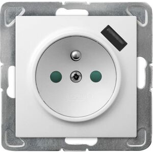 Ospel IMPRESJA Gniazdo pojedyncze z/u z przesłonami białe z ładowarką USB GP-1YZPUSB/m/00USB GP-1YZPUSB/m/00 6459779 5907577494636