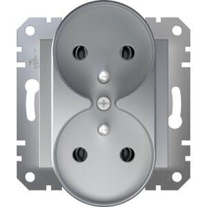 Schneider Electric Asfora Gniazdo podwójne z/u bez ramki aluminium EPH9810261 6459781 3606481333018