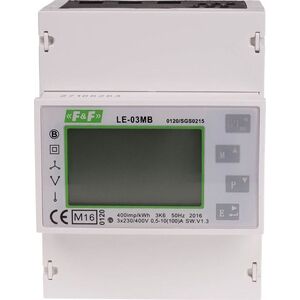 F&F Licznik energii elektrycznej 3-fazowy z wyświetlaczem LCD 100A LE-03MB 6459832 5908312599807