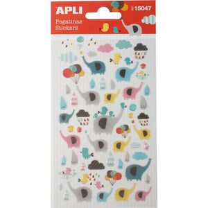 Apli Naklejki APLI Elephants, z brokatem, mix kolorów 6796180 8410782150473