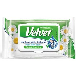 Velvet Papier toaletowy celulozowy VELVET Rum Aloe, nawilżany, 42 listki, biały 7294710 5901478997692