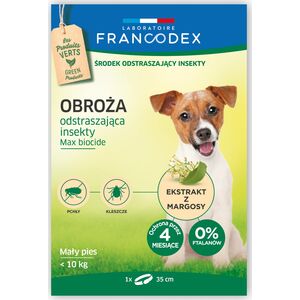 Francodex FRANCODEX Obroża dla małych psów do 10 kg odstraszająca insekty - 4 miesiące ochrony, 35 cm 7544432 3283021791714