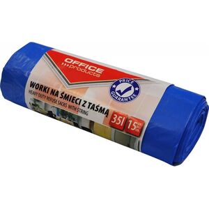 Office Products Worki na śmieci z taśmą OFFICE PRODUCTS, premium (LDHD), 35L, 15szt., niebieskie 7919780 5901503663691