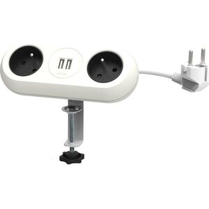 Orno Gniazdo meblowe z uchwytem montażowym, ładowarką USB, 2 gniazda 2P+Z, 2xUSB, przewód 3x1,0mm? - 1,5m, białe 8074730 5908254810725
