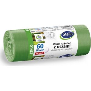 Stella Worki z uszami STELLA, do segregacji szkła, 60 l, 14 szt., zielone, zielony 8318397 5903936035168