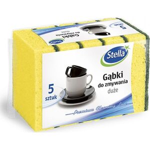 Stella Gąbki do zmywania STELLA, duże, 5 szt., pianka mix kolorów, czarna fibra 8318420 5903936002559