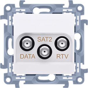 Kontakt-Simon Simon 10 Gniazdo antenowe końcowe RTV-DATA-SAT. 1xWE 52400 MHz 3xWY /F/ (RTV:88900 MHz) (DATA: 5900 MHz)( SAT: 9502400 MHz) białe CADSATF.01/11 8333832 5902787854980