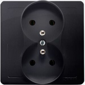 Kontakt-Simon Simon Basic Gniazdo podwójne z/u kompletne z przesłonami stal inox BMGZ2Z/21 8366504 5902787558000