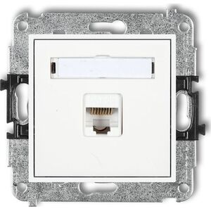Karlik MINI Gniazdo komputerowe pojedyncze 1xRJ45 kat. 5e ekranowane 8-stykowy biały MGK-1e 8367789 5903268584594