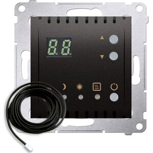 Kontakt-Simon Simon 54 Regulator temperatury z wyświetlaczem z czujnikiem zewnętrznym 16(2) A 230V antracyt DTRNSZ.01/48 8370063 5902787848323