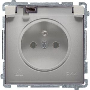 Kontakt-Simon Simon Basic Gniazdo pojedyncze z/u z przesłonami IP44 16A, 250V satyna BMGZ1BZ.01/29A 8374721 5902787818975