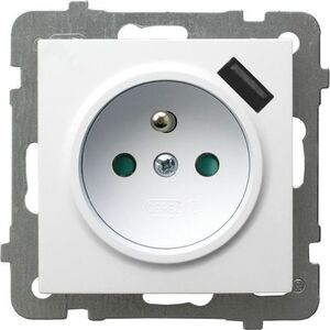 Ospel AS Gniazdo pojedyncze z uziemieniem z przesłonami torów prądowych, z ładowarką USB biały GP-1GZPUSB/m/00 8374756 5907577493400
