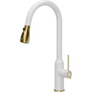 Bateria kuchenna Quadron Jessica Q LINE PullOut SteelQ stojąca biały z elementami wykończonymi złotym (84818011) 8408358 5903242537462