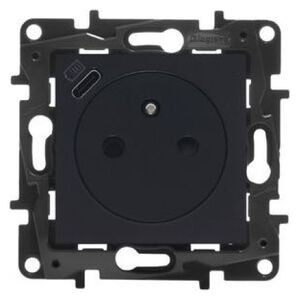 Legrand Niloe Step - gniazdo zasilające 2P+Z z USB typu C umieszczonym w plakietce, zaciski automatyczne, z przesłoną- kolor czarny 863538 8433007 3414971841994
